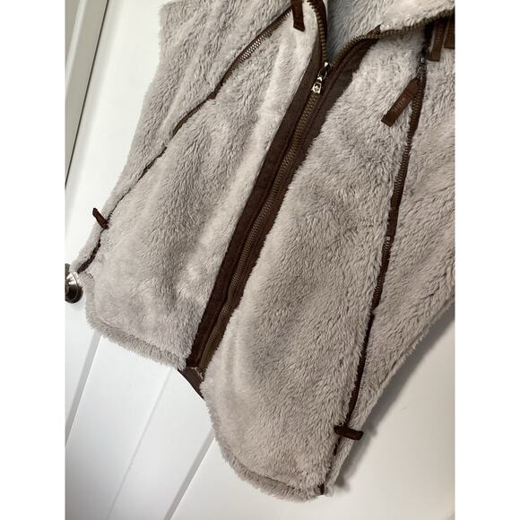 Kuhl Women's Flight Fuzzy Sherpa Full Zip Hooded Jacket Vest tan Size Medium - Picture 5 of 12